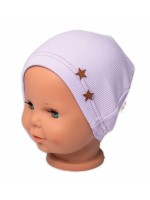 Baby Nellys Rebrovaná čiapka Hviezdičky - lila, veľ. 80/86
