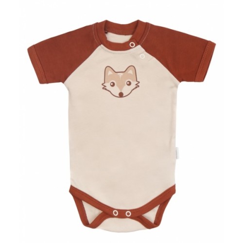 Mamatti Dojčenské body kr. rukáv, Baby Fox - béžová/hnedá, veľ. 80