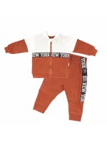 Mamatti Detská tepláková súprava zapínanie na zip, Baby Fox - hnědá/béžová, veľ. 104