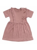 Mamatti Dievčenské šaty s volánikmi, kr. rukáv, Happy - vínová, veľ. 104/110