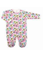 Baby Nellys Dojčenský overal zapínanie uprostred, Plameniak - biela/ružová, veľ. 62