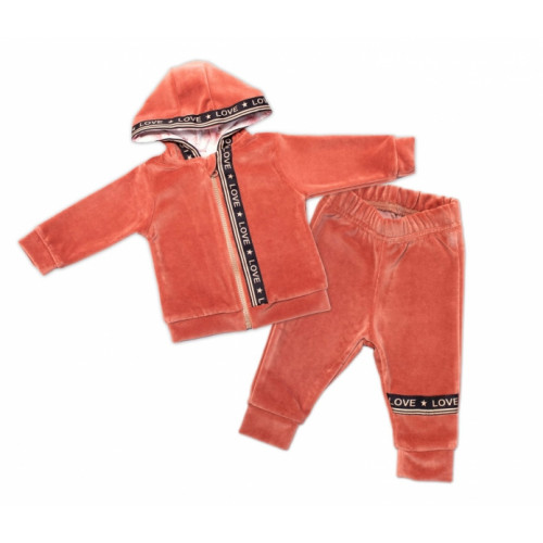 Mamatti Detská tepláková súprava Velvet zapínanie na zip, Fox Girl, tehlová, veľ. 74