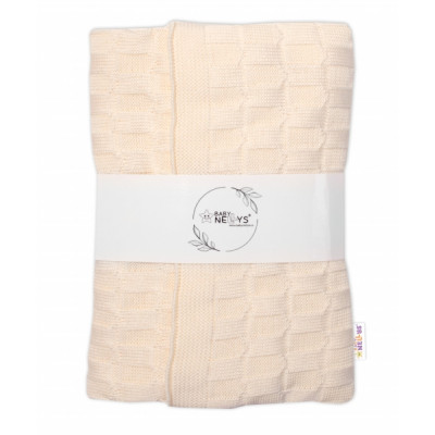 Luxusná bavlnená pletená deka, dečka CUBE, 80 x 100 cm - ecru