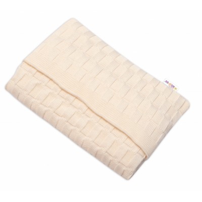 Luxusná bavlnená pletená deka, dečka CUBE, 80 x 100 cm - ecru