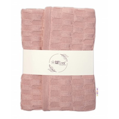 Luxusná bavlnená pletená deka, dečka CUBE, 80 x 100 cm - pudrovo ružová
