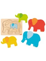 Goki Drevené vrstvené puzzle Slon