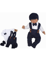 Z&Z 5-dielna pletená sada Boy, body, nohavice, čiapočka motýlik, topánočky, granát, veľ.62