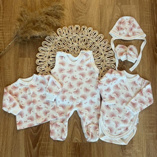 Mamatti Novorodenecká súprava do pôrodnice, smotanová/ružová - Púpava