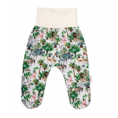 Baby Nellys 2-dielna sada body zap. bokom + polodupačky Jungle - zelená, veľ. 68