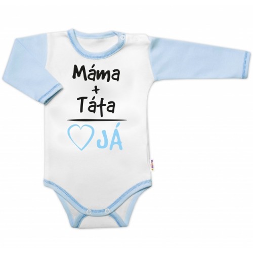 Body dlhý rukáv s vtipným textom Baby Nellys, Máma+Táta, veľ. 80, chalan