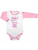 Body dlhý rukáv s vtipným textom Baby Nellys, Haló! Já jsem tu nová, veľ. 86, holka