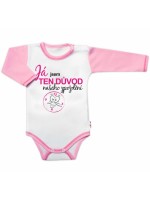 Body dl.rukáv s vtip. textom Baby Nellys, Já jsem TEN DŮVOD našeho zpoždění,vel. 62, holka