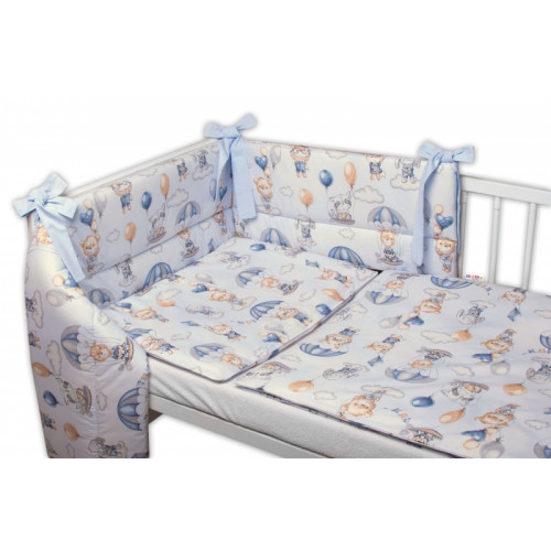 BABY NELLYS 3-dielna sada mantinel s obliečkami, Lietajúce zvieratká, modrá, 135x100 cm