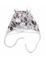 Baby Nellys Dojčenská čiapočka s uškami na zaväzovanie - Palouček, mätová, veľ. 68/74