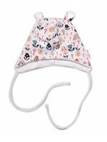 Baby Nellys Dojčenská čiapočka s uškami na zaväzovanie - Palouček, biela, veľ. 68/74