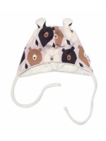 Baby Nellys Dojčenská čiapočka s uškami na zaväzovanie - Medvede, hnedá