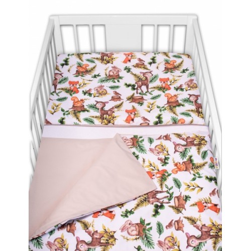 Baby Nellys 3-dielna sada Mantinel s obliečkami, Baby Friends, biele/béžové, 135x100 cm