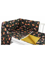 Baby Nellys 3-dielna sada Mantinel s obliečkami, Baby Friends, čierna/zelená, 135x100 cm