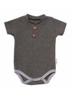 Baby Nellys Dojčenské rebrované body s gombíkmi kr. rukáv, Boy - sivé, veľ. 80