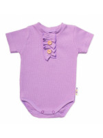 Baby Nellys Dojčenské rebrované body s gombíkmi kr. rukáv, Girl - lila, veľ 86