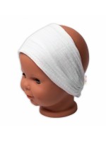 Baby Nellys Ľahká mušelínová čelenka Bandana, biela, veľ. 104/110
