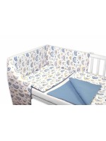 Baby Nellys 3-dielna sada Mantinel s obliečkami-Dúha, pastelová s potlačou/modrá,135x100cm