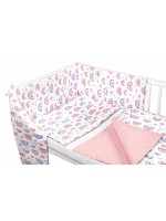 Baby Nellys 3-dielna sada Mantinel s obliečkami - Dúha, pastelová s potlačou/púdrova