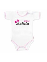 Body krátky rukáv s vtipným textom Baby Nellys, Malá Koketa, holka, veľ. 74