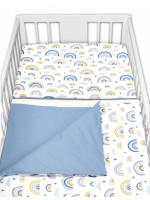Baby Nellys 2-dielne bavlnené obliečky - Dúha, pastelová s potlačou/modrá.135x100 cm