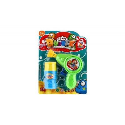 Bublifuk pištole plast 12x11cm + náplň na zotrvačník 2 farby na karte