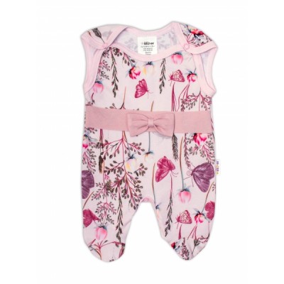 Baby Nellys 2-dielna sada, bavlnené dupačky s košieľkou Motýliky, ružová, biela, veľ. 62