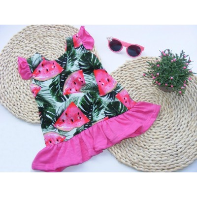 G-baby Letné šaty s volánikmi Melón - ružové