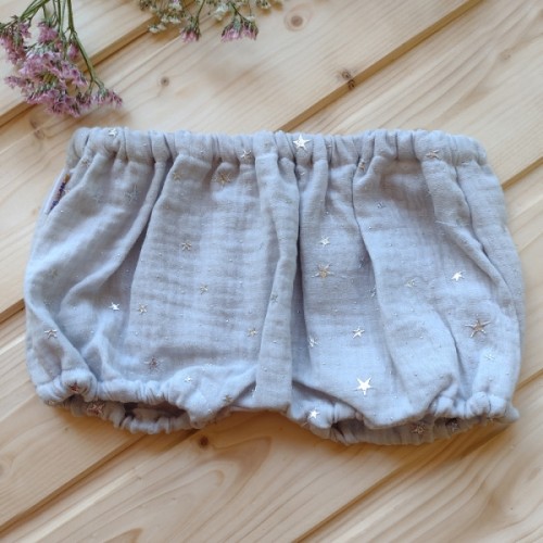 Baby Nellys mušelínové letné kraťasky Stars, sivé, veľ. 68/74