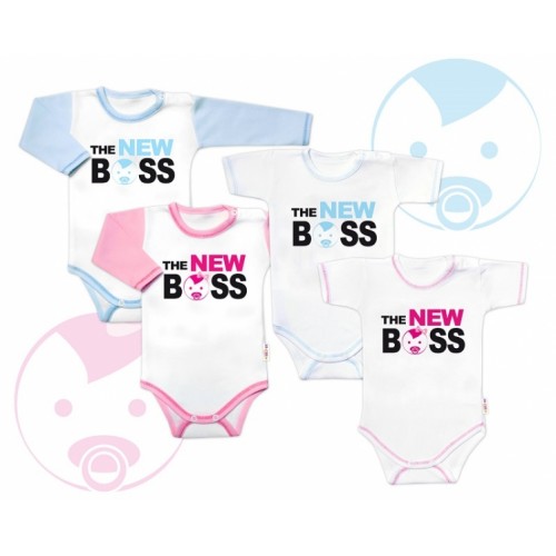 Body dlhý rukáv s vtipným textom Baby Nellys, The New Boss, veľ. 74, holka