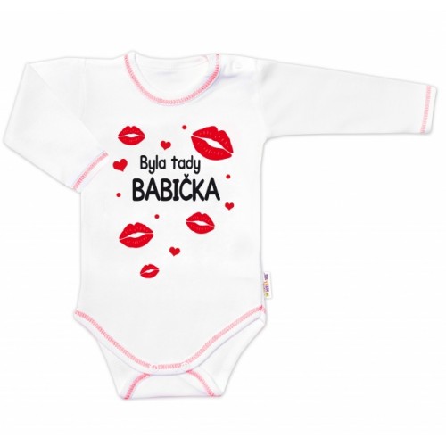 Body dlhý rukáv s vtipným textom Baby Nellys, Byla tady babička, veľ. 86