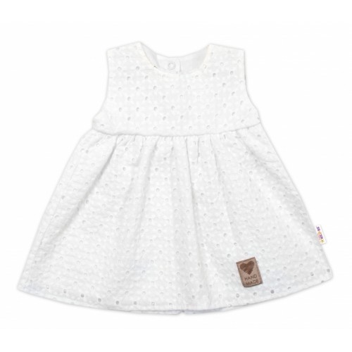 Baby Nellys Ľahké Handmade šatičky Madeira, biele, veľ. 104