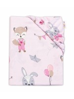 Baby Nellys Detské bavlnené prestieradlo do postieľky, Líška a zajac, ružové, 70x140 cm