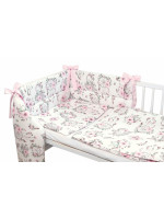 BABY NELLYS 3-dielna sada mantinel s obliečkami, Sny Jednorožca, biela/ružová, 135x100 cm
