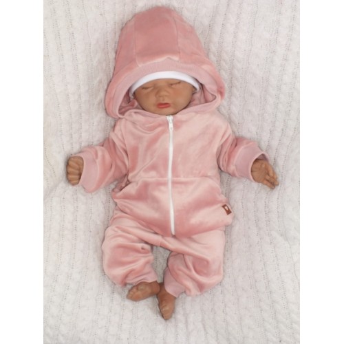Z&Z Velúrová, semišková tepláková súprava HEART - púdrová, veľ. 74