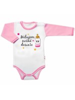 Body dlhý rukáv s vtipným textom Baby Nellys, Milujem nočné desiate, veľ. 74, holka