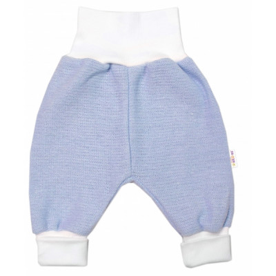 Baby Nellys 3-dielna súprava Hand made, pletený kabátik, kalhoty a topánočky,modrá, veľ.62