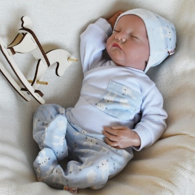 Baby Nellys 2-dielna sada, body dl.rukáv a polodupačky New Bunny, modrá
