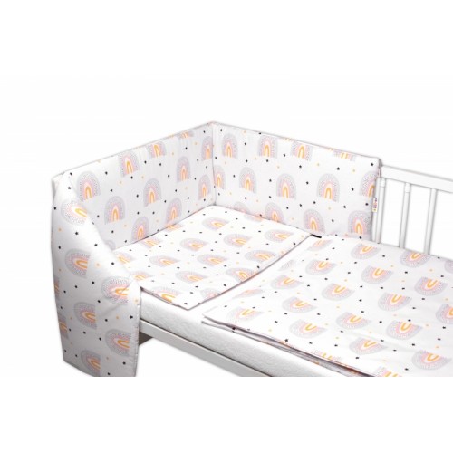 3-dielna sada Mantinel s obliečkami Rainbow, biela s potľačou