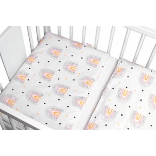 3-dielna sada Mantinel s obliečkami Rainbow, biela s potľačou