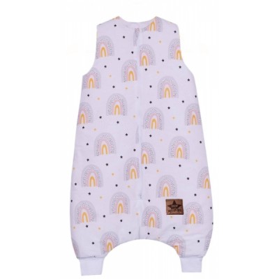 Baby Nellys Spací vak s nohavičkami 88 cm, Rainbow, biela s potľačou