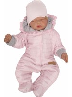 Z&Z Prešívaný dvojvrstvový overálok s kapucňou a volánikom, sv. ružový, veľ. 74