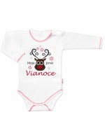 Baby Nellys Body dlhý rukáv Moje prvé Vianoce, Sob, biele
