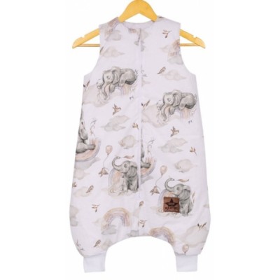 Baby Nellys Spací vak s nohavičkami 88 cm, Slon a dúha, biela s potľačou