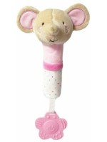 Plyšová hračka Tulilo s pískátkem a hryzátkom Myška, 17 cm - ružová/bežová