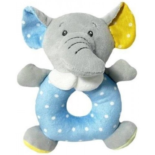 Plyšové hrkálka Sloník - modrá/sivá